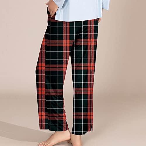 Панталони Комбинезон За Жени Секојдневни Жени Класични Карирани Еластични Џебови Од Половината Дводелни Панталони Облека За Жени