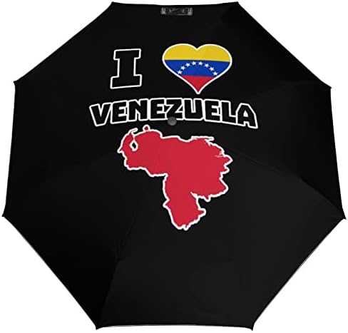 Ја Сакам Венецуела Патувачки Чадор Ветроупорен 3 Набори Автоматски Отворен Затвори Преклопен Чадор За Мажи Жени