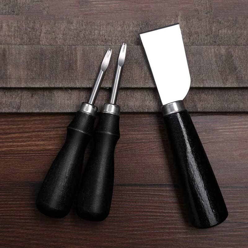 Комплет за алатки за занаетчиски производи од 3 парчиња, нож за сечење кожа со 2 димензии Алатка за кожен раб, за кожен сечење DIY -