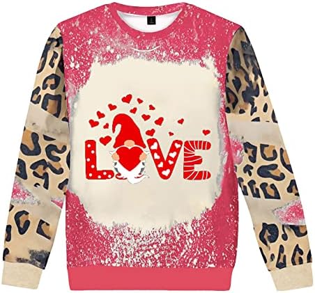МИАШУИ Повик Пуловер Жените Денот На Вљубените Љубов Модел Печатење Шема Капка Рамо Пуловер Дуксер За Љубовници