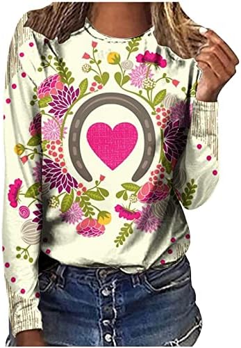 Денот На вљубените Маици Блузи За Жени Модни Маици Усни Графички Долги Ракави Дуксери Блузи Пуловер За Девојче