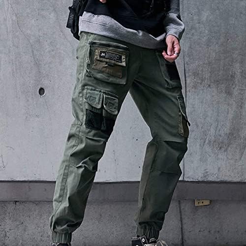Xyxiongmao повеќе џеб лабави комбинезони Обични функционални панталони Карго џогери Техника Харем хип хоп панталони за мажи