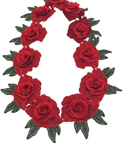 MmVolesy 1 двор 11 парчиња црвена 3Д чипка шифон цвеќиња чипка за шиење за шиење на облик на декорација за декорација за украсување