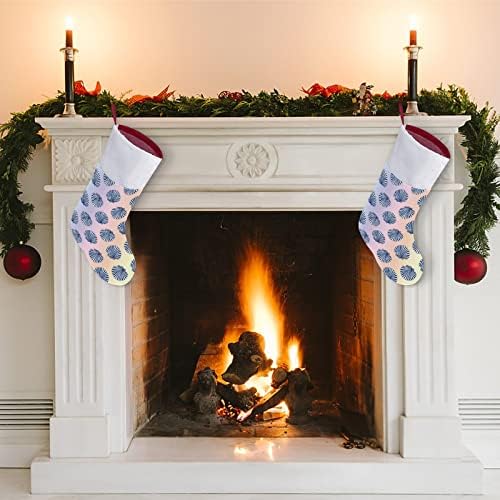 Scallop Seashells Божиќни чорапи за порибување со кадифен камин што виси за украси за домашно дрво