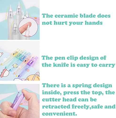 Yuentoen 5pcs комунални ножеви пенкало, занаетчиски алатки за сечење хартија, хоби ножеви што можат да се повлечат од прецизност