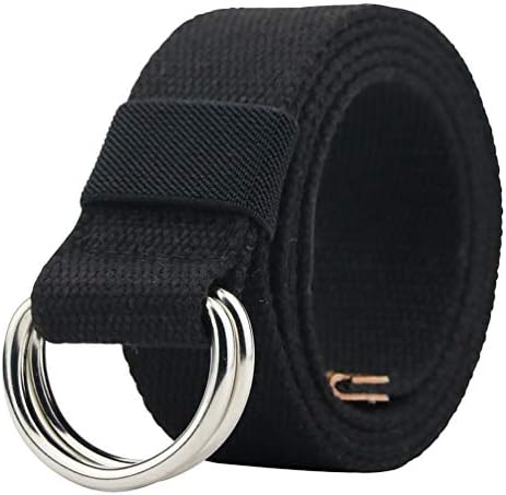 Macoking Canvas Belt, веб -појас за мажи/жени со метална двојна д прстен тока 1 1/2