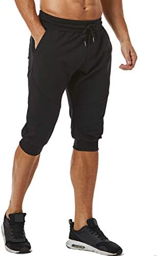 Панталони со 3/4 џогери на Обебер, тенок вклопат тренинг за вежбање салата со патент џеб