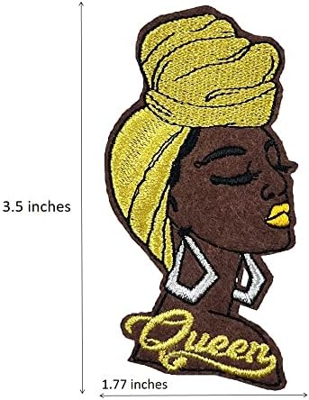 Црна кралица црна девојка магија везено железо на златни закрпи, 3 пакувања