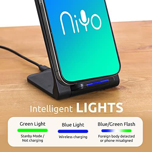 NIYO преносен преклопен полнач за безжичен телефон - Брзо полнење за уреди со овозможено QI