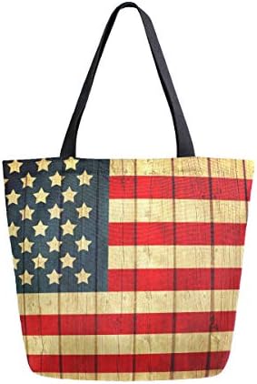Алаза старо американско знаме платно торба торба со врвни рачки чанти големи количини чанти за еднократна употреба памучни торби за рамо за