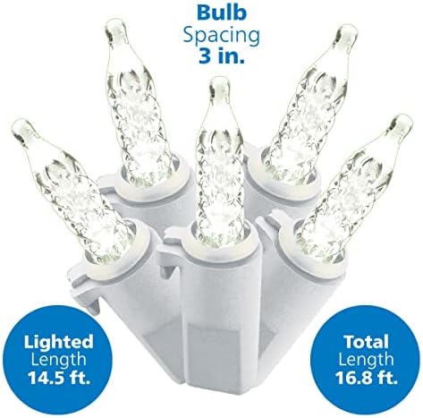 Filips Facecated Mini Icicle Lights - 150 чисти бели мини предводени светла на бела жица - затворено или надворешно зимско украсување