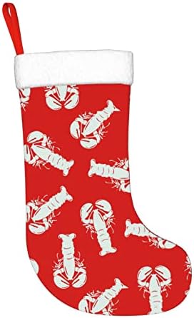 Cutedwarf јастог црвен Кристама чорапи Божиќни украси на дрво Божиќни чорапи за Божиќни празнични забави подароци 18-инчи