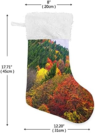 Алаза Божиќни чорапи есенски шарени шумски класични персонализирани големи декорации за порибување за семејни сезонски празници Декор 1 пакет,