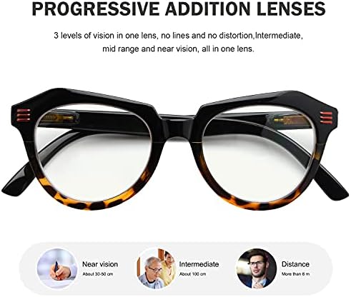 Очила со 4-пакувања со 4-пакувања очила за читање со мултифокуси, сини светло блокирање на жени без линиски мултифокални читатели на