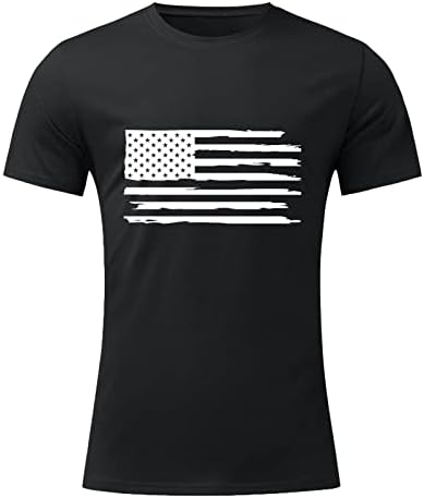 Патриотски маици за кратки ракави за мажи во Беуу, Денот на независноста Ретро потресено американско знаме тенок вклопувачки врвови на