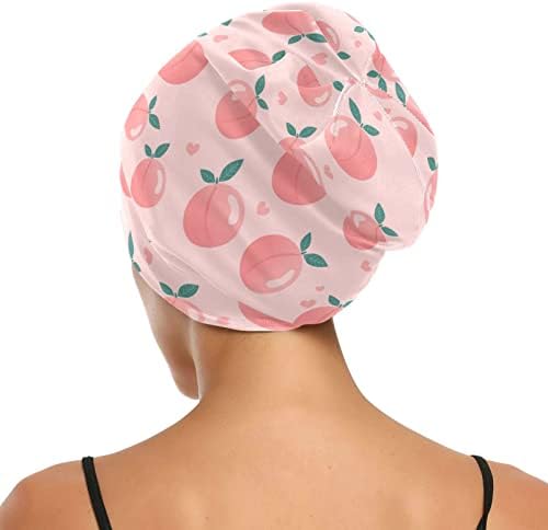 Капаче за спиење праска овошје лисја сатенски обложен памук памук слаби плодови овошје капаче за череп капа за ноќна коса капа за жени розови