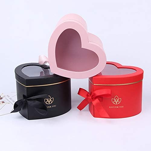 Цветна кутија во облик на срце со јасен капак двојни слоеви ротирачки фиоки за хартија Маши кутии за аранжмани Подарок за испорака