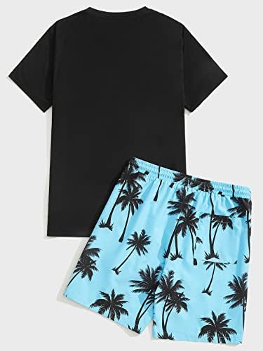 Soly Hux Man's 2 Piect Courts Letter Graphic Print Shorty Relace Tee и Shorts Shorts Shorts Shorts Shorts