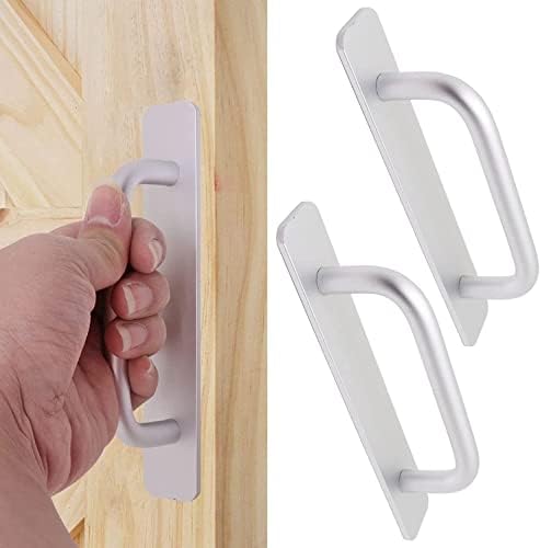 Swzhai 2 парчиња 6 инчи самостојни рачки за лепило рачка на вратата, без дупчење кабинет не влече алуминиум легура за влечење на вратите,