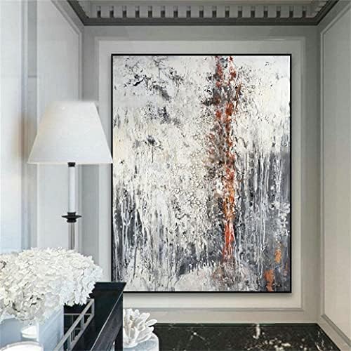 Liruxun сиво платно со голема големина рачно насликана пејзаж масло сликање дневна соба wallид декор подарок