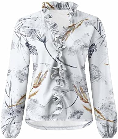 Есен лето обична кошула дами 2023 облека мода со долг ракав против вратот графички блуза блуза маичка за дама dn dn