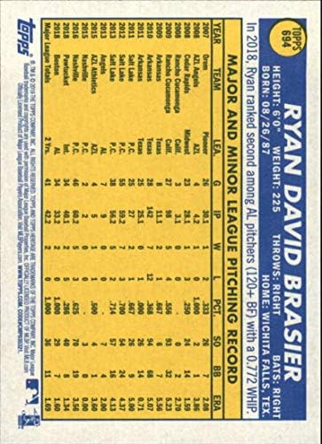 2019 Топс Херитиџ Висок број Бејзбол 694 Рајан Бразиер Бостон Ред Сокс Официјално ажурирање MLB Трговска картичка од Топс
