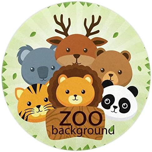 Llnsupply 4 ft круг килим за игра со низок куп, симпатична зоолошка градина мечка лисица панда коала бебе ползи подни душеци игра игра ќебето