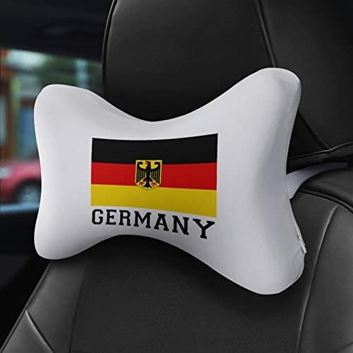 Германско Знаме Автомобил Вратот Перница Сет на 2 Авто Седиште Потпирач За Глава Перница Вратот Одмор Поддршка Перница Внатрешни