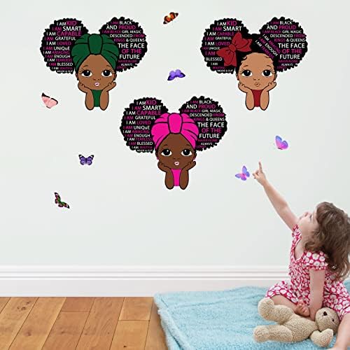 Црна Девојка Ѕид Налепници За Девојки Спална Соба, Инспиративни Цитат Налепници Афроамериканец Девојка Ѕид Налепница За Девојки Спална