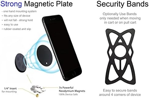 GALF Gadgets® - систем за снимање на замав | Држач за магнетски уред за кој било телефон со вилици за прицврстување и монтирање на гушавост. Компатибилни
