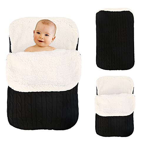 Famkit Бебе торба за спиење за спиење Бебе новороденче плетено капчиња, плетено обвивка, топло ќебе за бебиња за девојчиња за бебиња