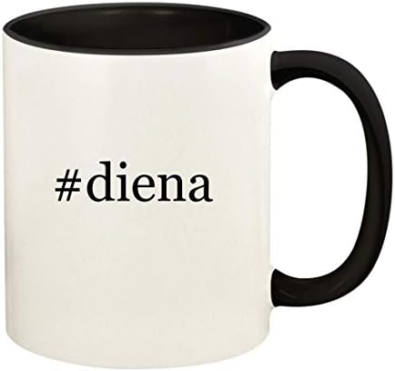 Подароци на Ник Нок DIENA - 11oz хаштаг Керамички обоена рачка и внатре во чашата за чаша за кафе, црна
