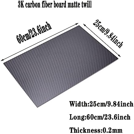 3K листови со јаглеродни влакна чиста табла со јаглеродни табли со јаглеродни влакна Материјал DIY DRONE рамка итн., 60CMX25CMX0.2mm