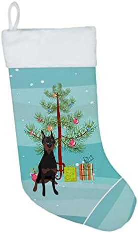 Богатства на Каролина WDK2999CS Doberman Pinscher Black Cupped Ears Божиќ Божиќно порибување, камин виси чорапи Божиќна сезона забава Декори
