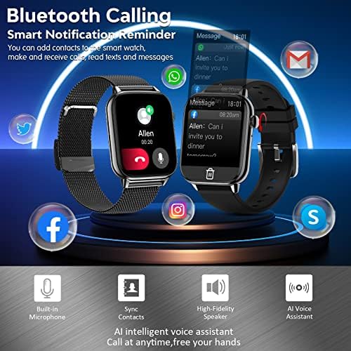 Паметен Часовник, Фитнес Часовник Со Монитор За Отчукувањата на Срцето На Крвниот Притисок 1,9 HD Голем Екран Bluetooth Телефон Часовник IP67