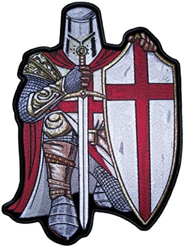 Кожа Врховен христијански црвен и бел крстоносец витез велосипедист