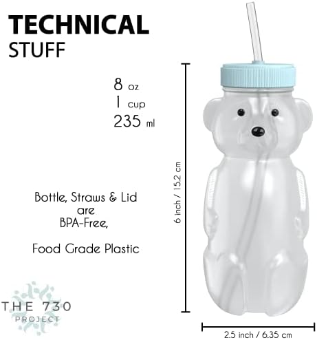 Мед Мечка Слама чаша 2-пакет Со Капак За Патување; 8оз слама мечка чаша за бебиња, подобрен дизајн на капакот; мечка бебешка чаша слама; чаша