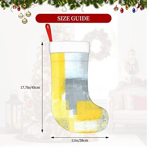 PSVOD сива и жолта апстрактна уметност сликарство Нова Година Божиќ Декоративни чорапи кои висат Божиќни чорапи