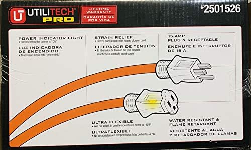 Utilitech Pro 100ft 12/3 SJTW hi-vis портокалова надзорна продолжена кабел w/индикатор за светло за напојување