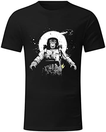 HDDK маички летни кратки ракави маици Смешни вселенски печати за мајмун печатење на екипаж на врвови за спортски тренинзи случајни основни маички