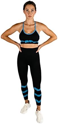 Облека за вежбање на Maxxim за жени 2 парчиња вратоврска боја беспрекорни хеланки со високи половини со сет за вежбање за спортски