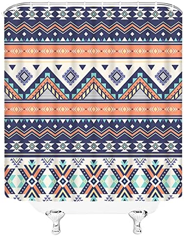 КВИЛХД Ацтечка Завеса За Туширање Југозападно Домородно Племенско Навахо Американски Етнички Апстракт Триаголен Геометриски Гроздобер Беж Портокалова