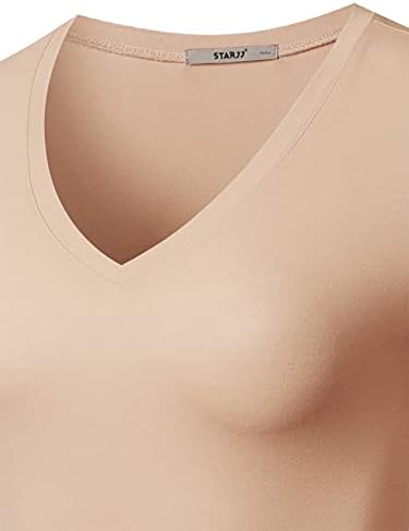 Starjенски жени основни активни стритики памук тенок фит v-врат и лажичка вратот со долги ракави маица врвот
