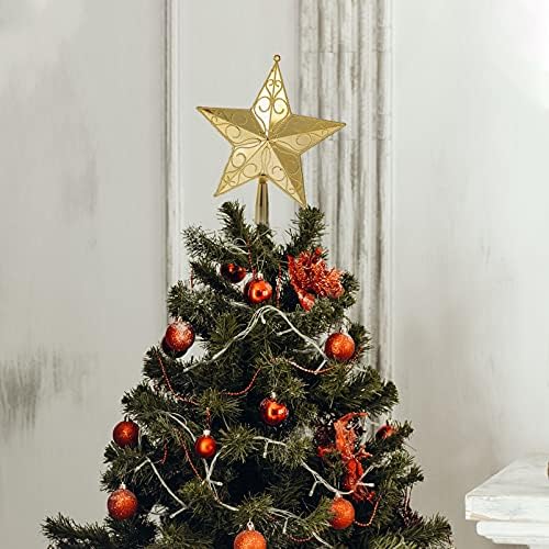 Генерички 2 парчиња елка на новогодишни врвови златни starвездички дрво декорација сјајни Божиќ