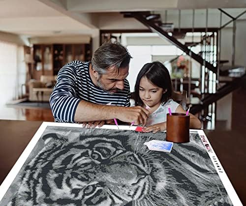 ZgmaxCl Дијамантски комплети за сликање DIY за возрасни и деца околу целосна вежба тигар скапоцен камен со голема големина домашна