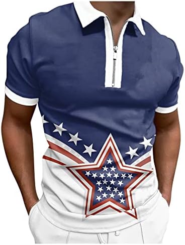 Менско американско знаме Поло кошули Патриотски 4 -ти јули маици лето секојдневен кратки ракави гроздобер Туника на врвови