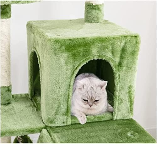 Мачка Дрво Мача Зелена Мачка Кула Активност Дрво Голема Мачка Качување Рамка Со Хамак Мачка Гребење Пост Со Скала Мачка Мебел Мачка Кула