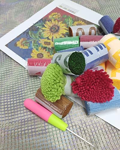 Clhjinruoliu сончогледни куки комплети за куки за изработка на килими DIY за деца/возрасни игла занает со печатена шема на платно