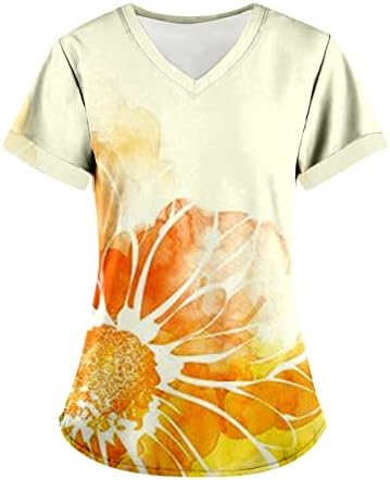 женска велигденска кошула смешни Слатки Блузи За Жени Обична Мода V Вратот Краток Ракав Врвот Цвет Печатење Маица