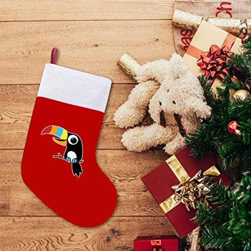 Toucan цртан филм Божиќни чорапи црвен кадифе со бела торба за бонбони Божиќни украси и додаток на семејна забава